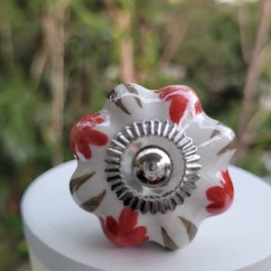 SALE SALE SALE Ceramic and Metal knobs handles Handmade Post from Australia Red