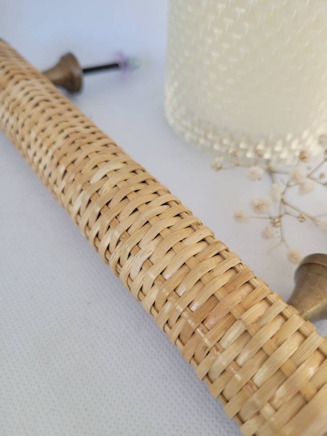 Handmade Cane Wrapped Brass Handle: Timber Drawer Pull - Etsy