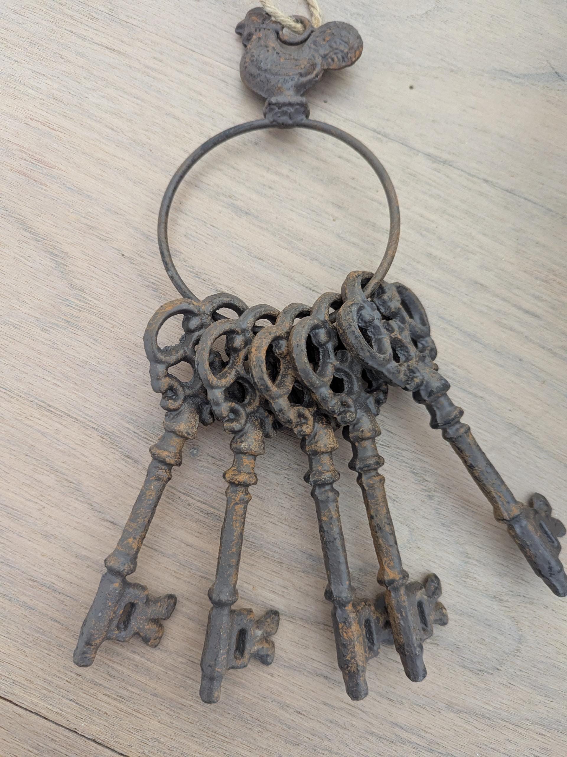 Old Style Key Rings Cast Iron Vintage Key Ring Set: Rustic Garden Decor, Antique Style - Etsy