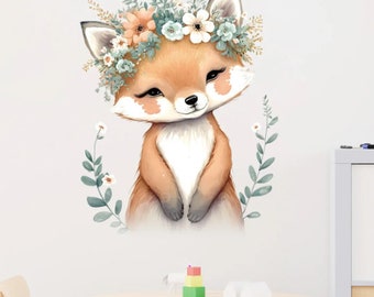 Cute Fox wall art, wall decal, removable wall decal AW63801, Free Shipping