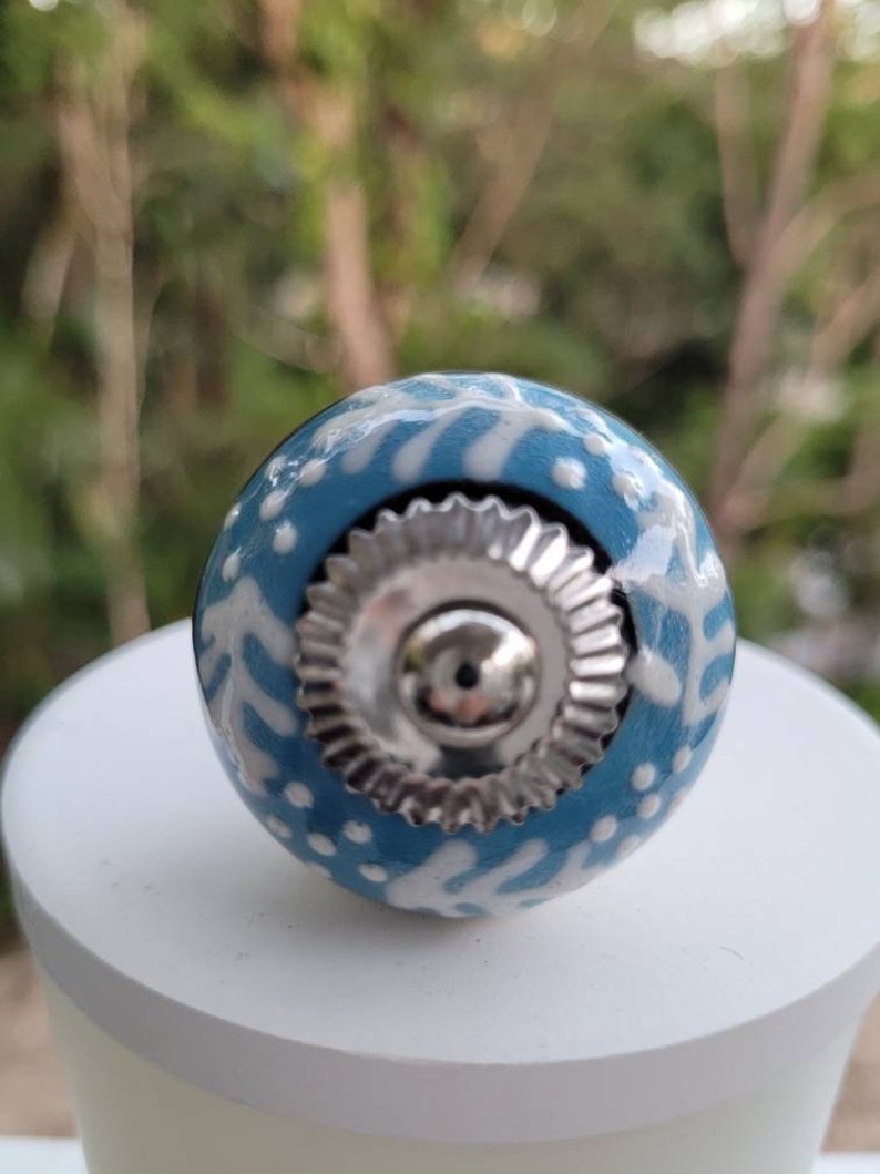 SALE SALE SALE Ceramic and Metal knobs handles Handmade Post from Australia Turquoise