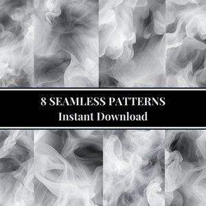 Smoky Digitales Papier Endlosmuster Schwarz-Weiß-Wiederholung PNG Hintergrund Grau Smoky Seamless Pattern White Smoke Grey Smoky PNG