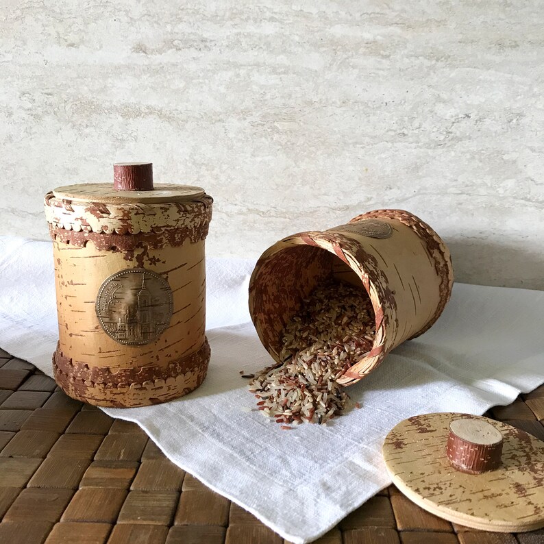 Tea box. Birch bark tea jar. Spice cozy basket. Wooden ...