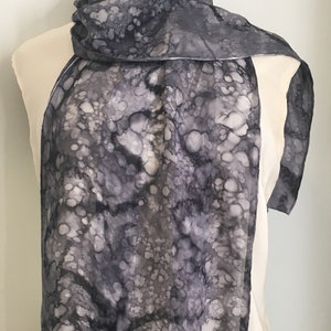Hand Painted Gray Silk Scarf