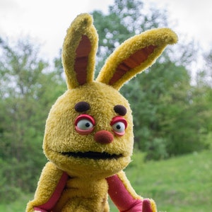 Yellow Furry Rabbit Monster Professional Hand Puppet , Therapy Prop Toys image 1