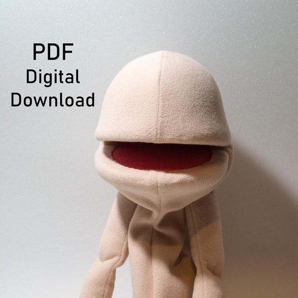 Halbkörper-Puppenmuster mit rundem Kopf: Komplettes Schaumstoff- und Fleece-Muster als PDF-Digital-Download! (Bitte Beschreibung lesen)