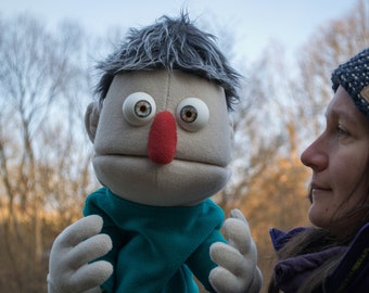 Gray Hair Guy Professional Hand Puppet, Ventriloquist dummies OOAK