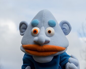 Blue man Professional Hand Puppet, Ventriloquist dummies OOAK