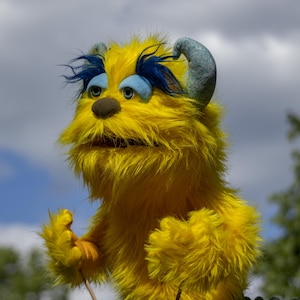 Friendly Yellow Monster Professional Hand Puppet , OOAK Therapy Prop