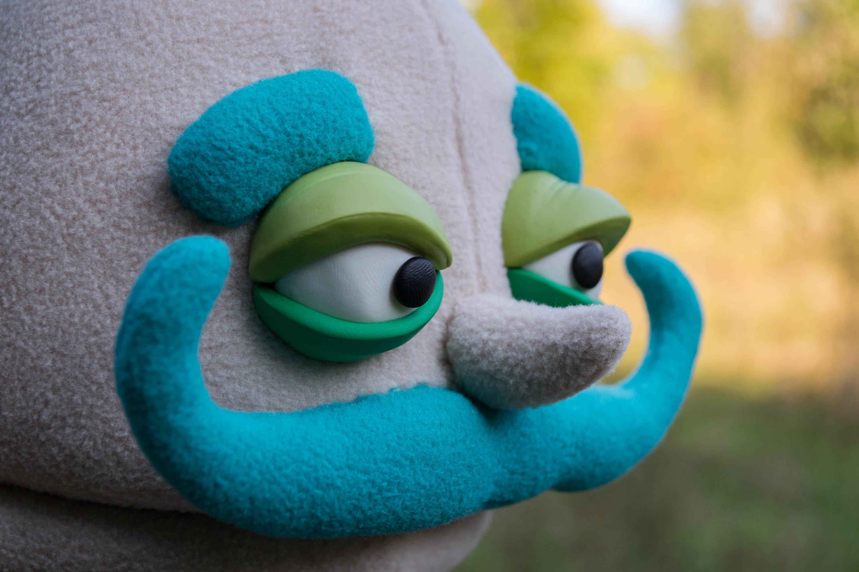 Punk Guy With Green Hair and Moustache Professional Hand Puppet