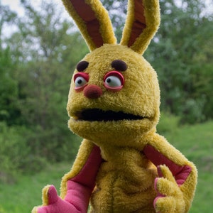 Yellow Furry Rabbit Monster Professional Hand Puppet , Therapy Prop Toys image 2