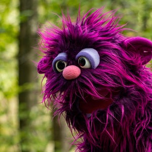 Pink purple Monster Professional Hand Puppet , OOAK Therapy Prop