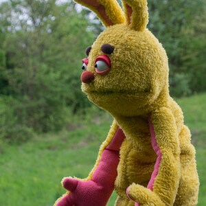 Yellow Furry Rabbit Monster Professional Hand Puppet , Therapy Prop Toys image 4