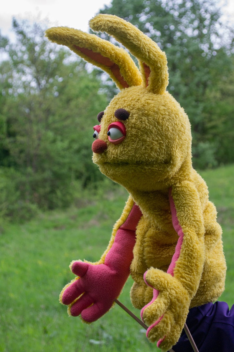 Yellow Furry Rabbit Monster Professional Hand Puppet , Therapy Prop Toys image 4
