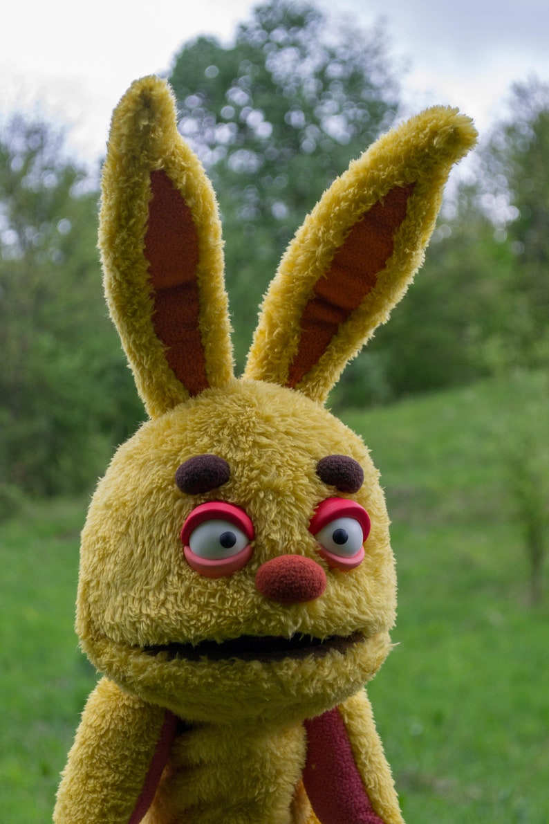 Yellow Furry Rabbit Monster Professional Hand Puppet , Therapy Prop Toys image 6