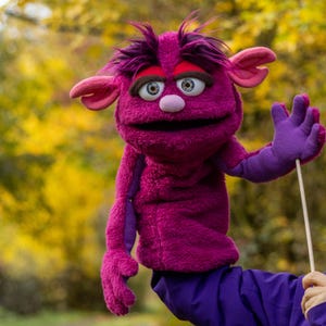 Professional Hand Puppet OOAK Therapy Prop ,Friendly Pink  Monster Handmade Unique Creature