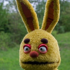 Yellow Furry Rabbit Monster Professional Hand Puppet , Therapy Prop Toys image 5