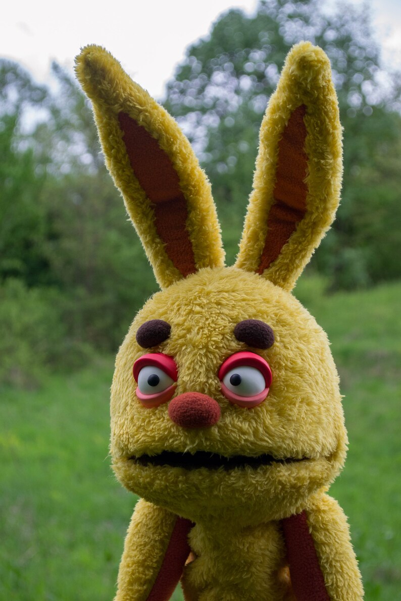 Yellow Furry Rabbit Monster Professional Hand Puppet , Therapy Prop Toys image 5