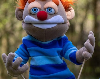 Marionnette à main professionnelle homme clown, mannequins ventriloque OOAK