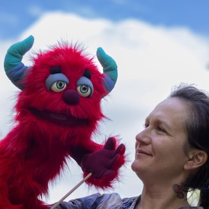 Red Monster Professional Hand Puppet , OOAK Therapy Prop