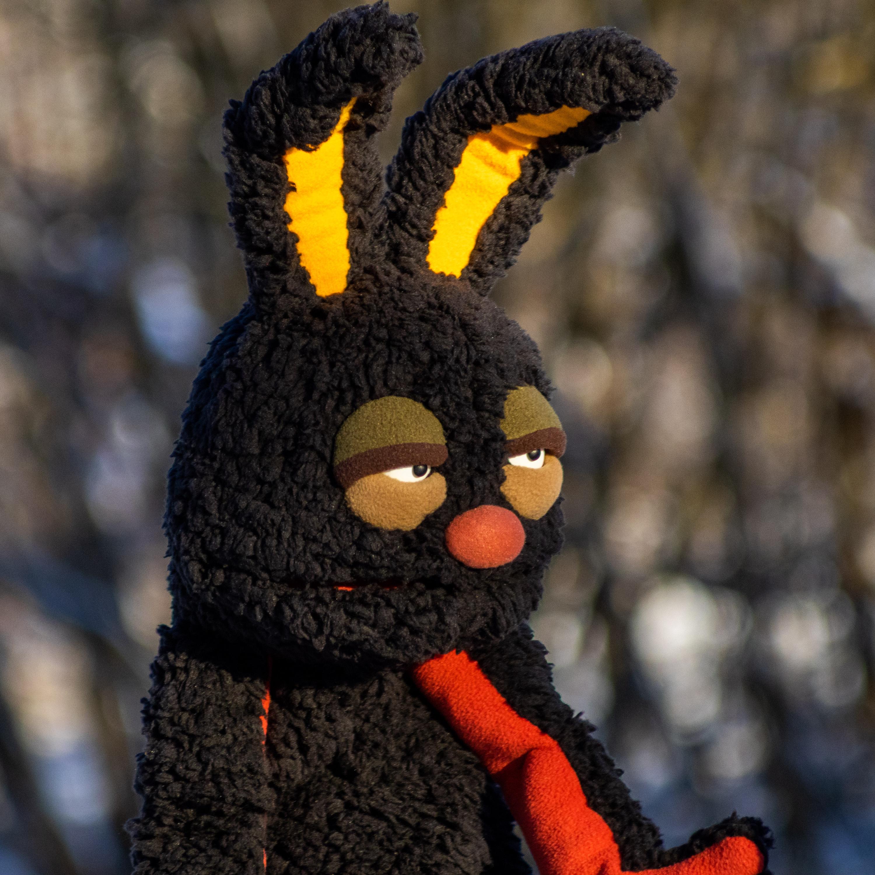 手作り腹話術人形ふわふわウサギモンスタープロ仕様ハンドパペット