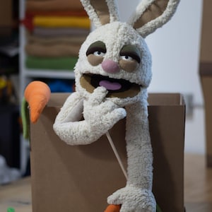 Handmade Ventriloquist Dummy Furry Rabbit Monster Professional Hand Puppet , Therapy Prop Toys