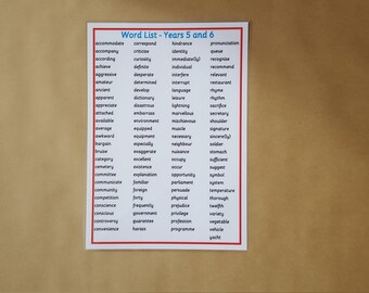 Year 3 4 Word Mat Laminated Word Mat Poster Key Words High Etsy