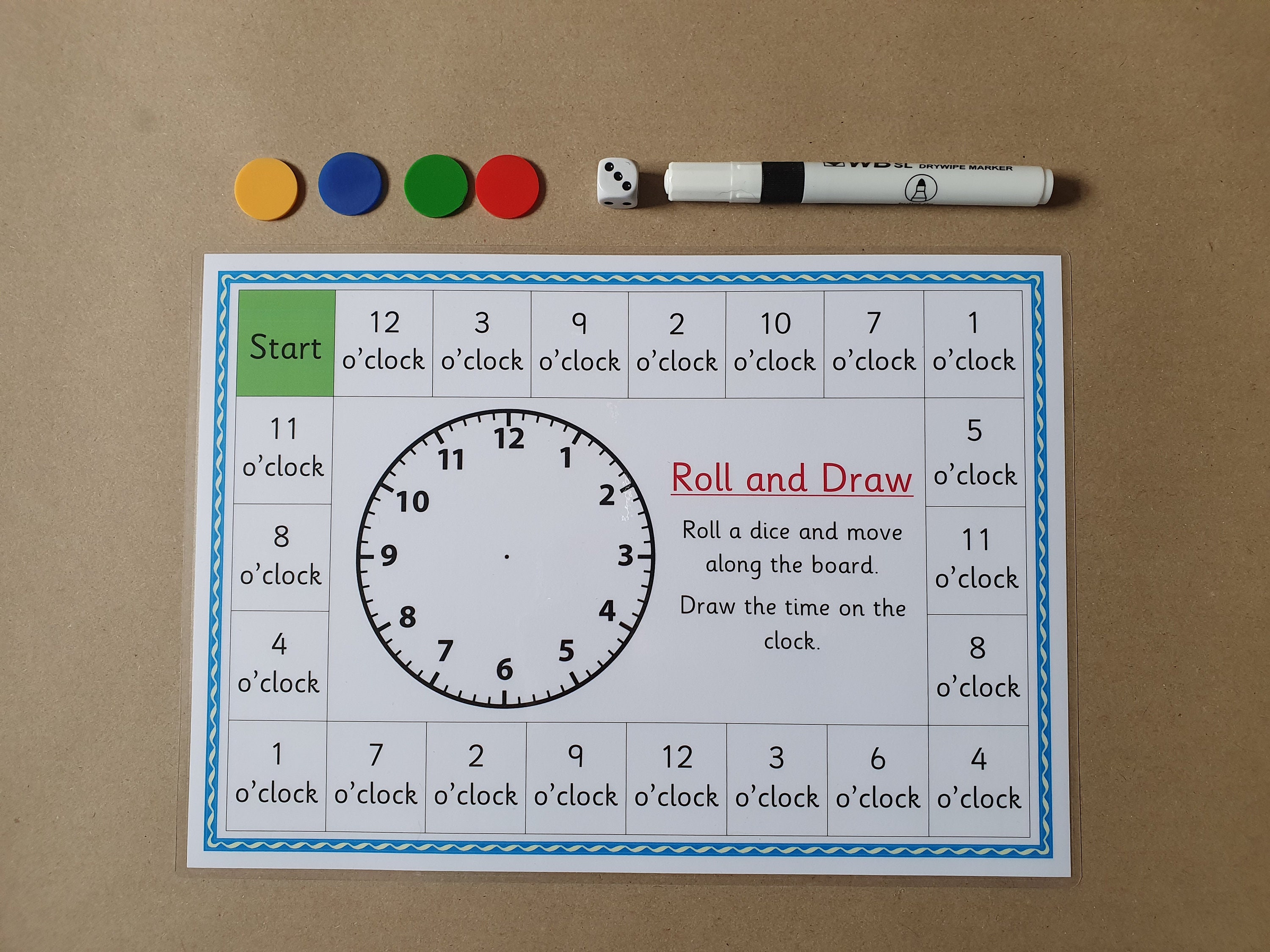 Telling the time board game o clock KS1 numeracy maths Etsy.de
