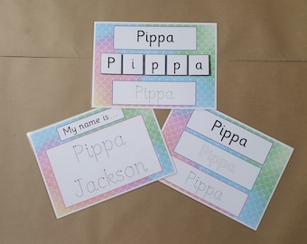 I can Write and Spell my Name, name tracing bundle, EYFS, pre school, early Learning, laminated, reusable, teaching resource, educational