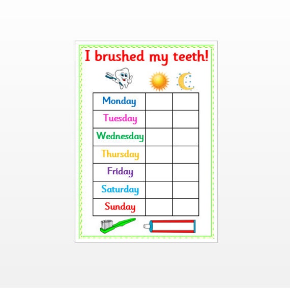 Brushing Teeth Chart For Toddlers