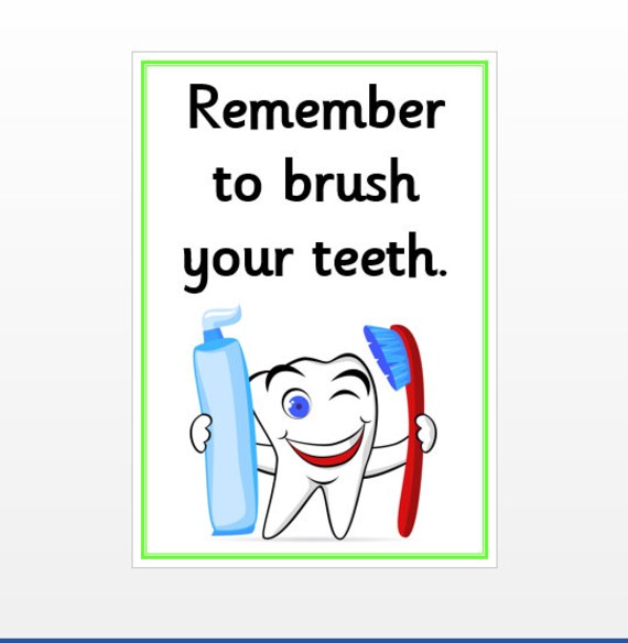 Teething Brushing Reminder Poster Brushing teeth Reminder Etsy