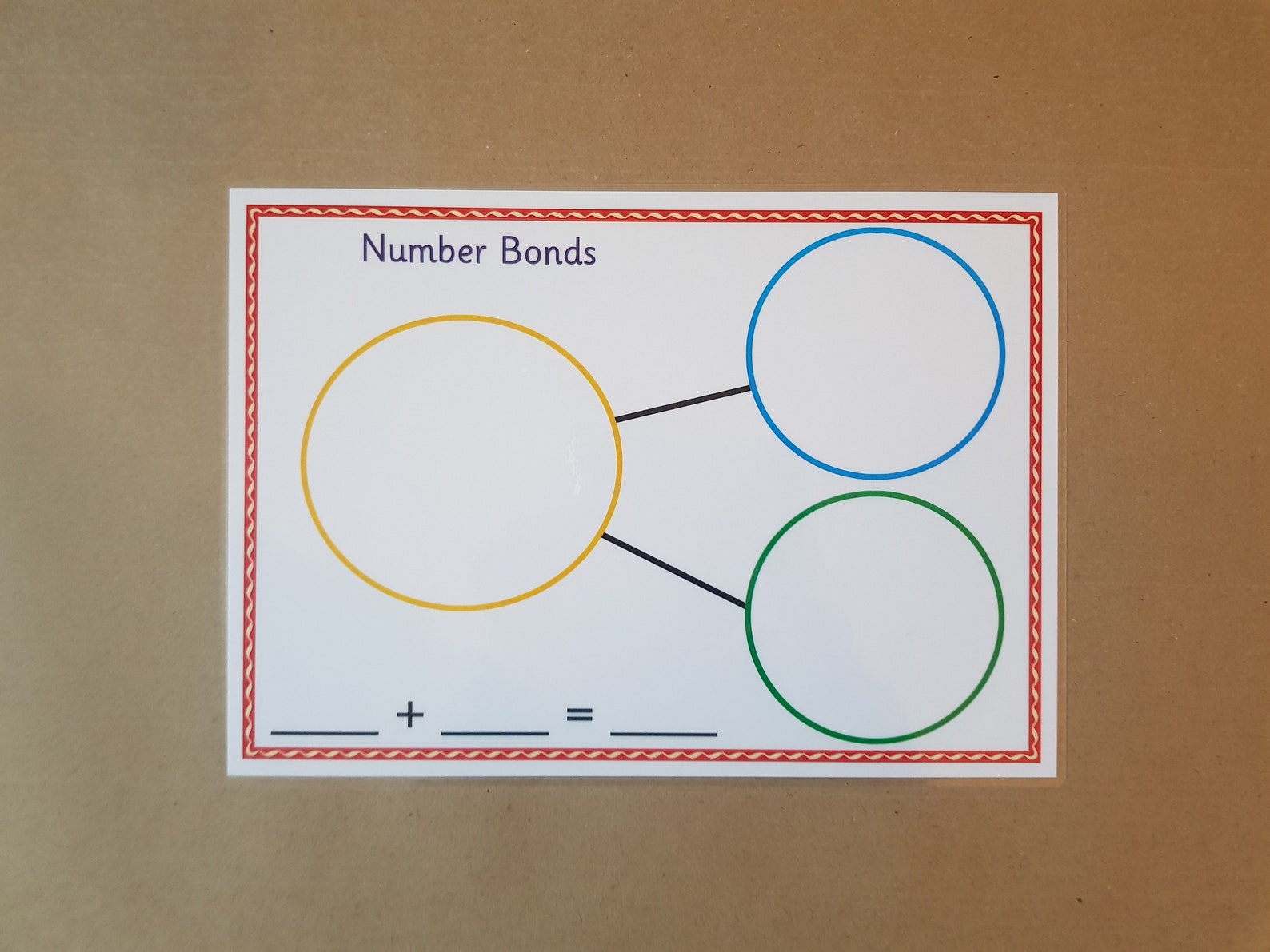 Number Bonds to 10/20, A4 Reusable Mat and Counters, EYFS, KS1, Pre ...