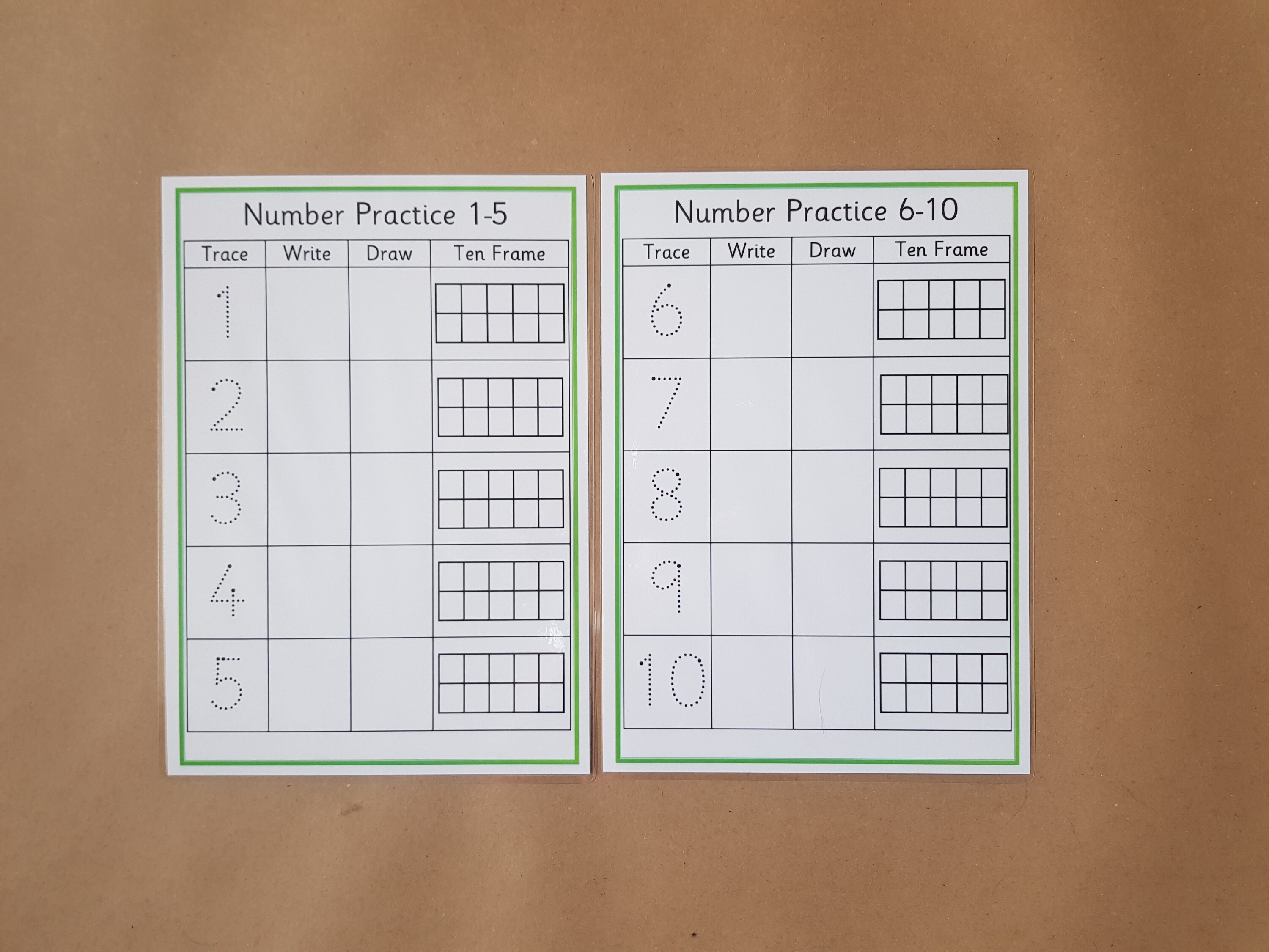 Number Practice 1-10 Ten Frame Tracing Numbers EYFS Pre - Etsy Sweden