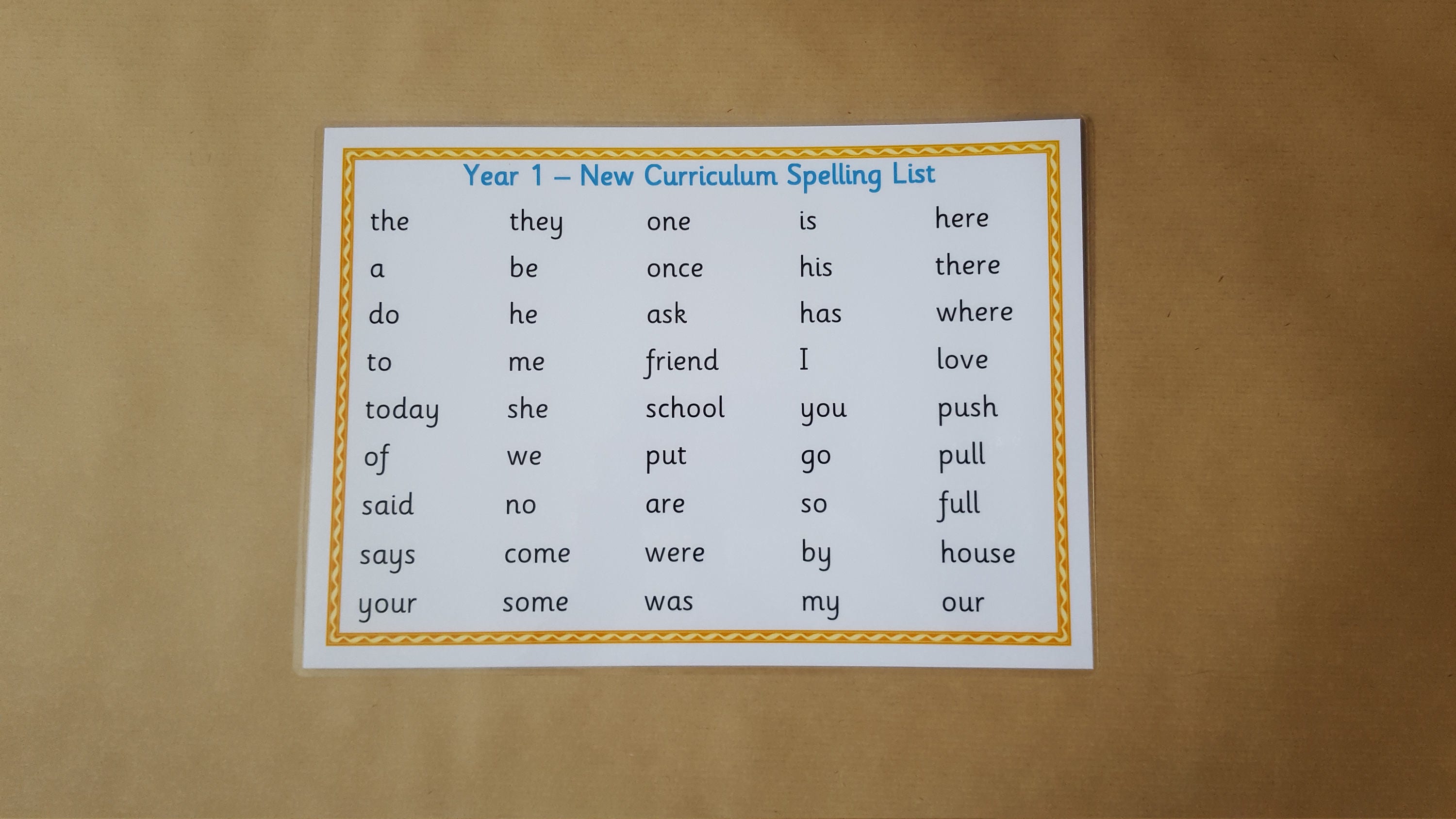 Year 1 Key Words Laminated Word Mat/poster Key Words High Etsy UK