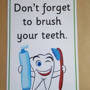Teething Brushing Reminder Poster Brushing Teeth Reminder - Etsy