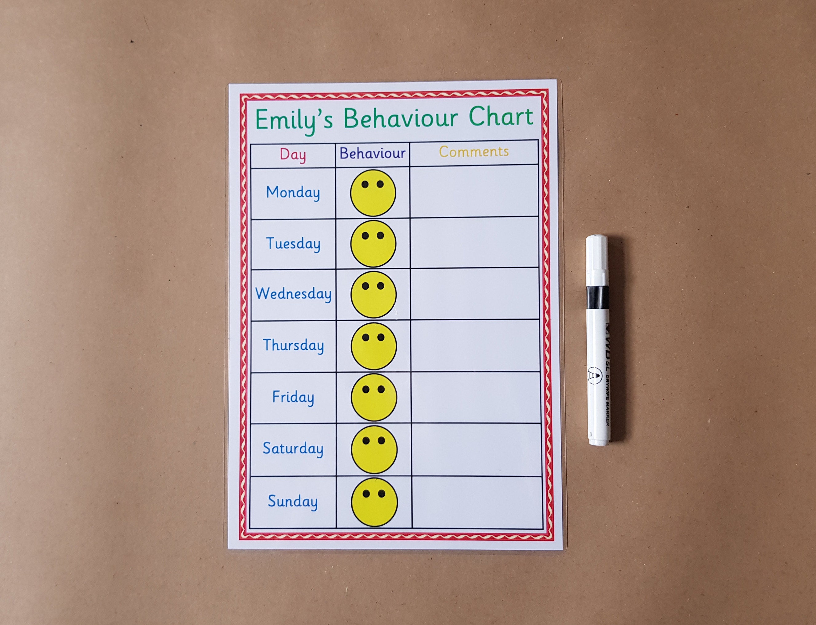 Weekly Behaviour Chart