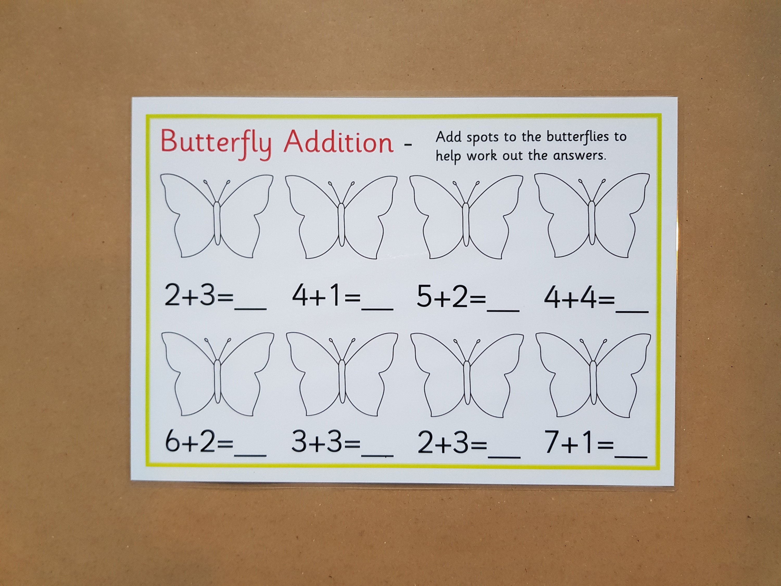 addition to 10 worksheet butterfly addition numeracy maths etsy new zealand