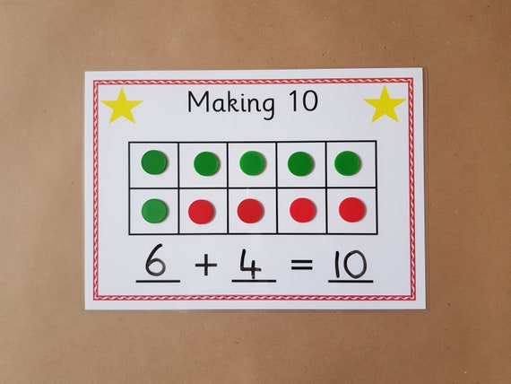 Making 10 Ten Frame A4 Reusable Mat And Counters Eyfs Ks1 Etsy
