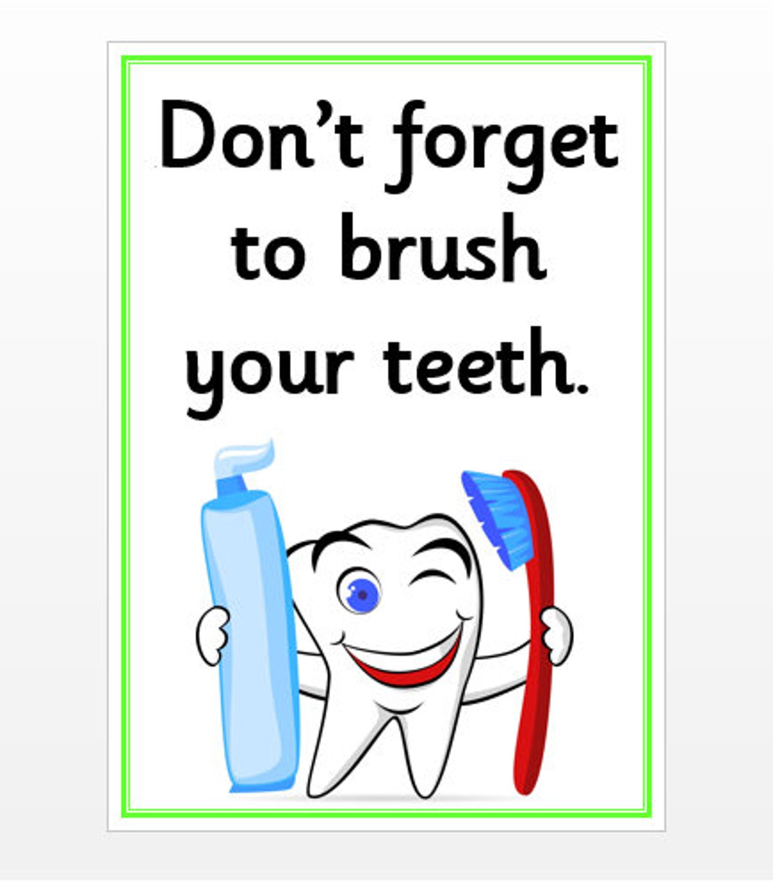 Teething Brushing Reminder Poster Brushing Teeth Reminder - Etsy
