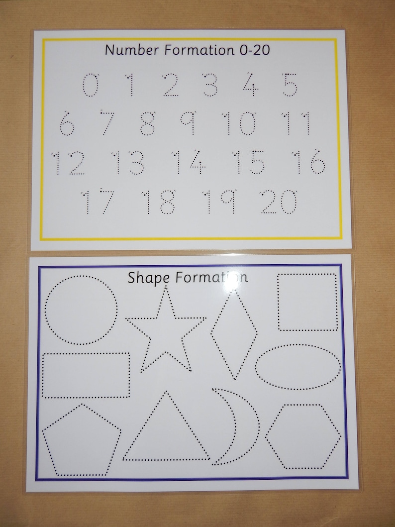 Tracing Letters Numbers Shapes Name Laminated Wipe Clean Etsy UK