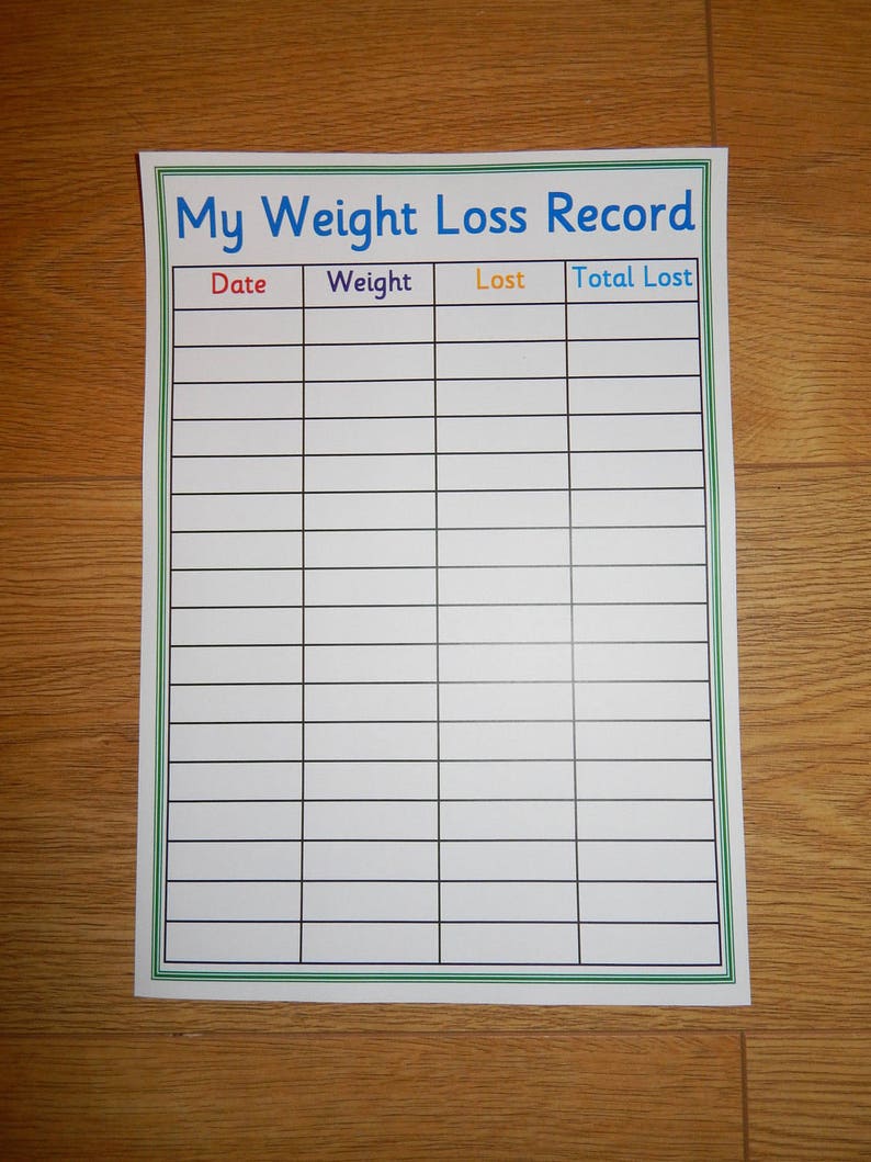 Printable Weight Loss Record Slimming World Weight Etsy UK