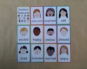 Emotions Flashcards and Poster: Social and Emotional learning, Feelings, Autism, ADHD, teaching resource, children's emotions
