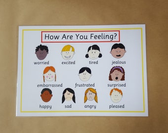 Emotions, feelings poster, EYFS, Autism, ADHD, ASD, pre school, teaching resource, learning resource, educational, children's emotions