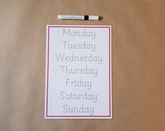 Days of the Week formation mat, writing the days of the week, tracing mat, KS1, Year 1, teaching resource, learning resource, educational