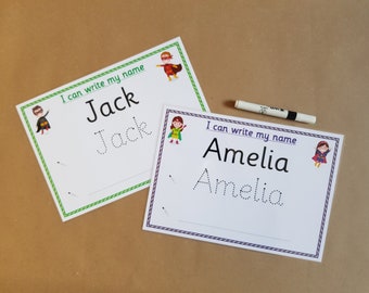 Superhero Name Tracing, Learn to Write Your Name, Personalised Name Card, EYFS, Pre school, Teaching Resource, learning resource, education