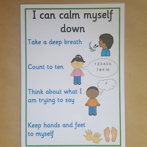 Calm Down A4 Poster,  Calming strategies, ADHD, Autism, SEN, KS1, teaching resource