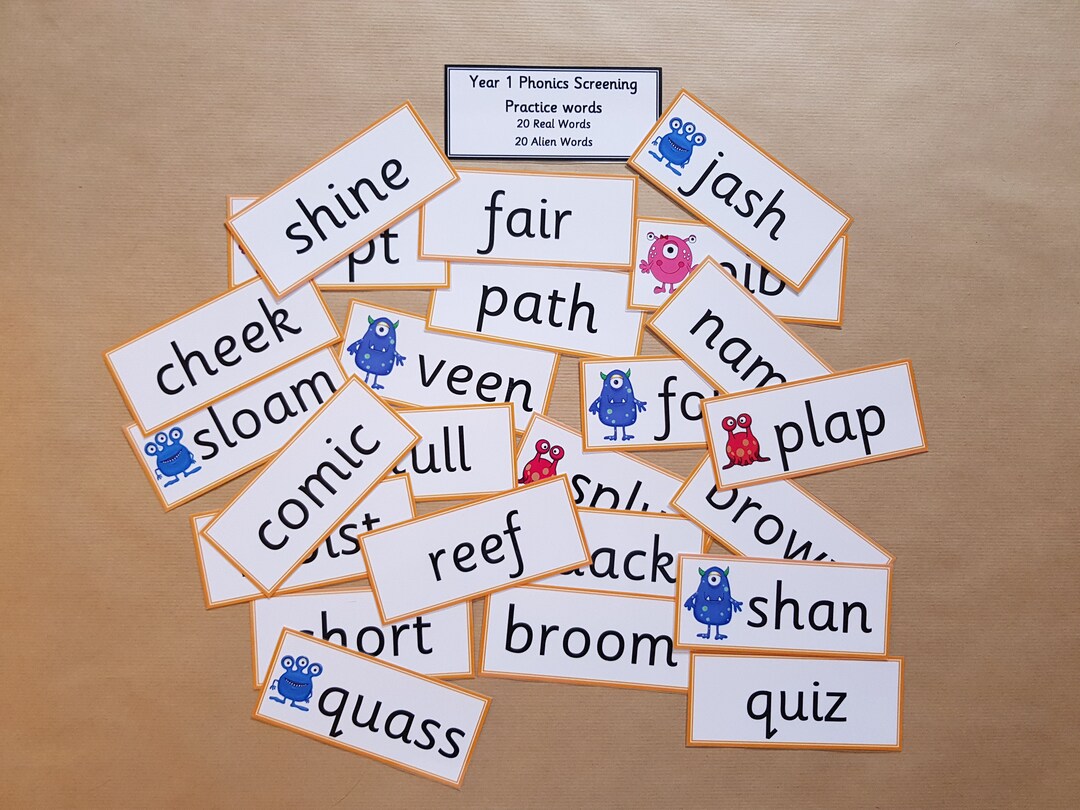 Year 1 Phonics Screening Flash Cards, Literacy, KS1, Year 1, Phonics
