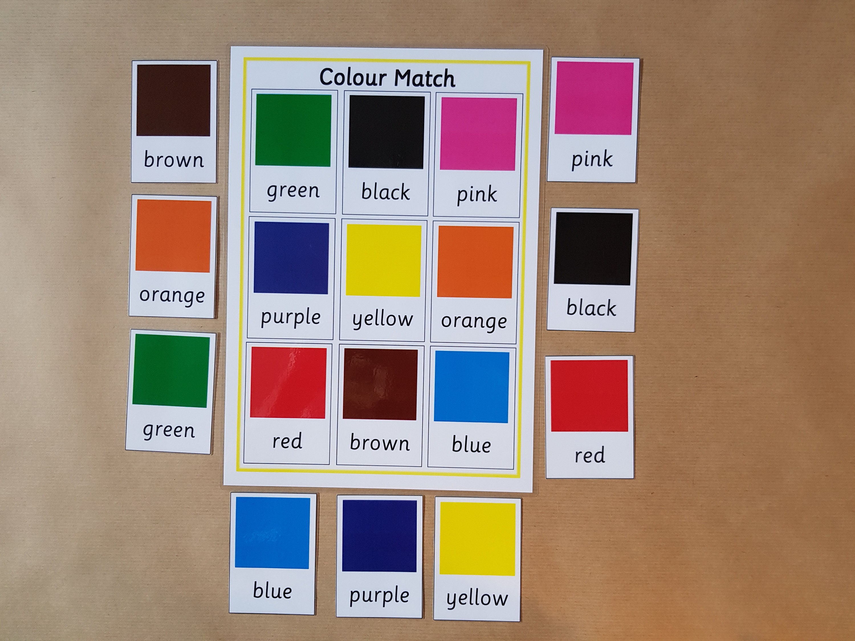 Colores Tarjetas Flash Niños Niños pequeños recursos de aprendizaje Temprano Preescolar Sen 