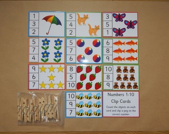 Number Clip Cards - 0-10, peg cards, counting cards,  numbers flash cards, Montessori, EYFS, Numeracy Teaching Resource