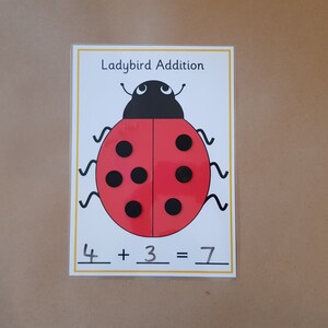 Addition activity, Ladybird addition, numeracy, maths, EYFS, pre school, teaching resource, learning, educational, learning game